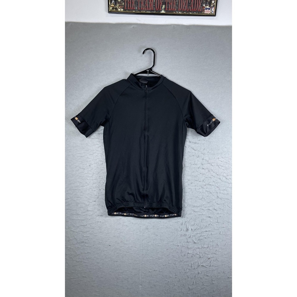 Funkier Cycling Jersey Mens Medium‎ Black Full Zip Short Sleeve Bike Shirt